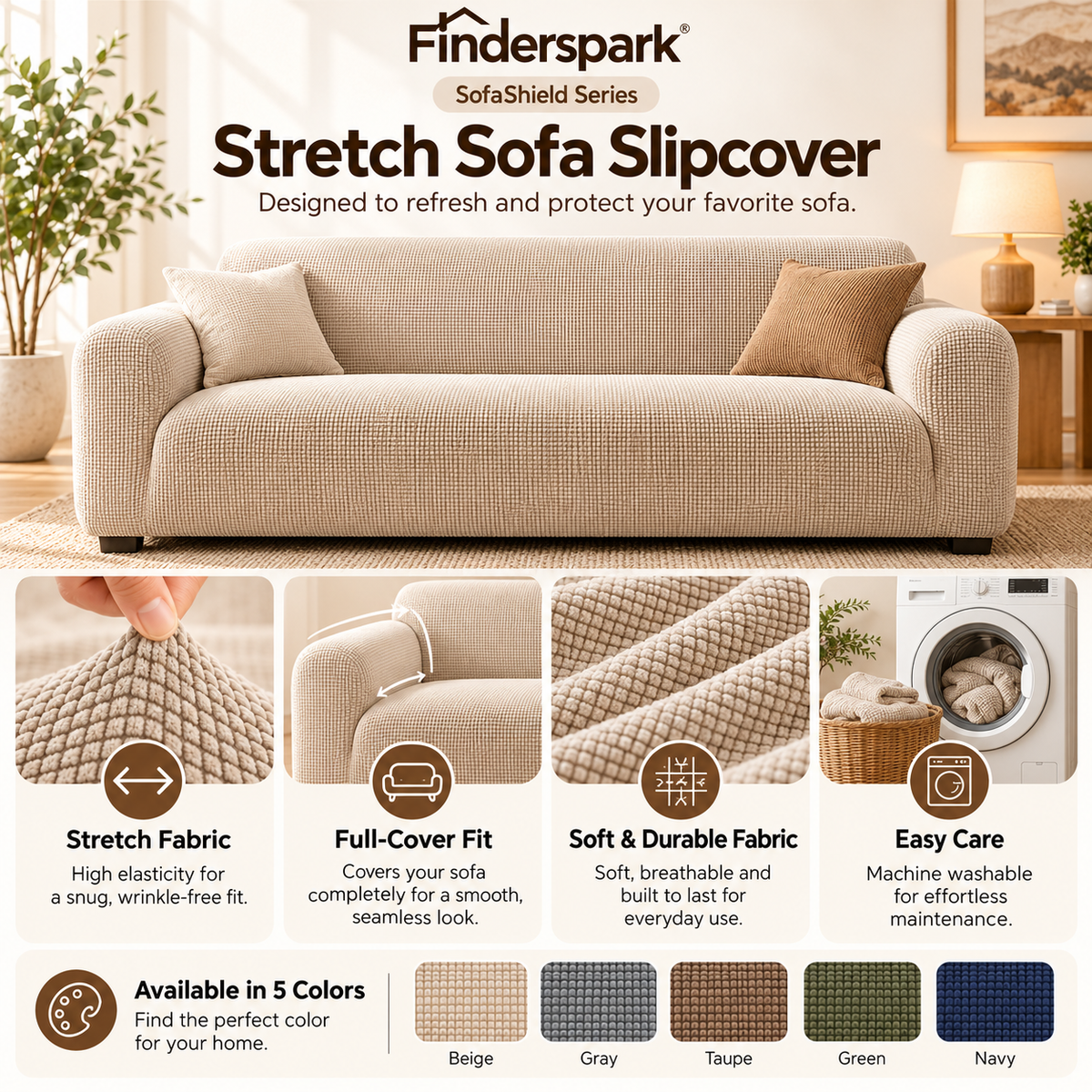 Finderspark® Stretch Sofa Slipcover