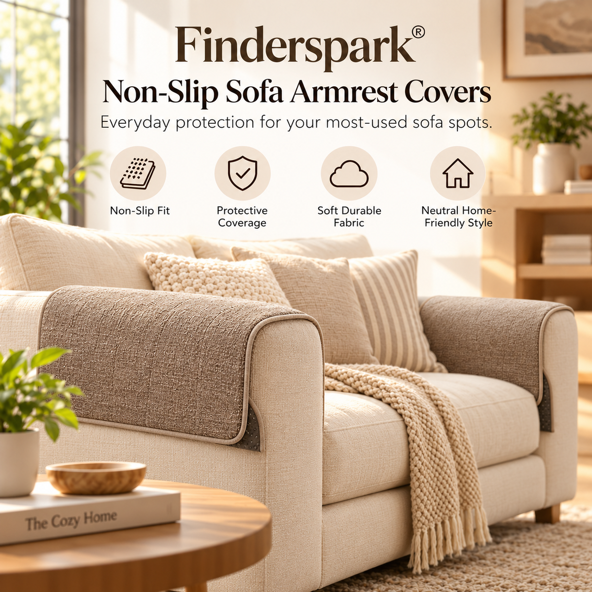 Finderspark® Non-Slip Sofa Armrest Covers