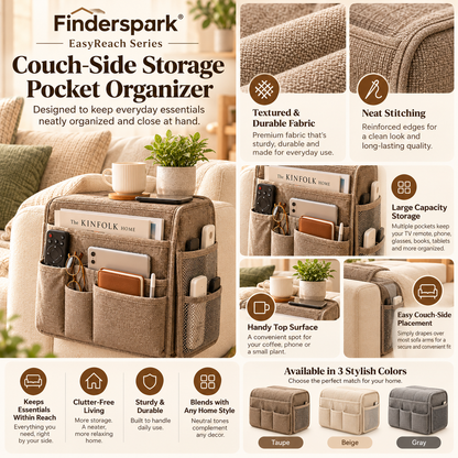 Finderspark® Couch-Side Storage Pocket Organizer